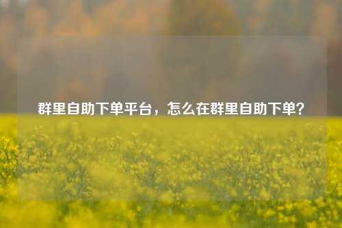 群里自助下单平台，怎么在群里自助下单？